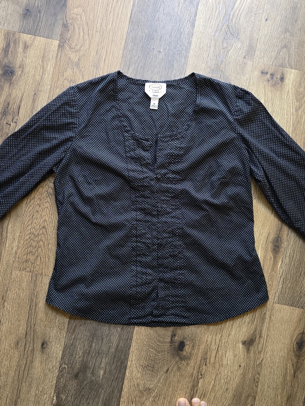 Talbots Black Polka Dot Ruched Women’s Blouse